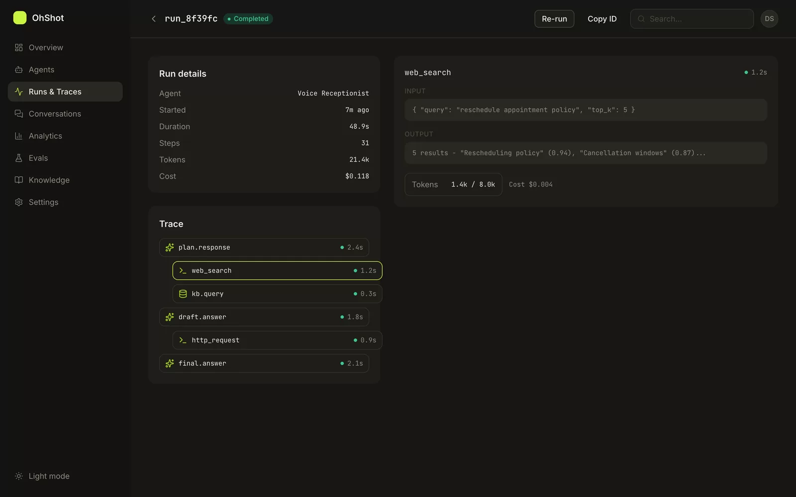 OhShot Agents - Tema scuro