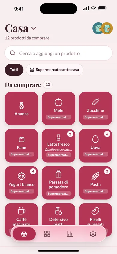 La stessa lista sul telefono di Lele, con l'Ananas già comparso