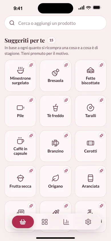 I suggerimenti in cima alla lista, con i prodotti che di solito compri